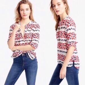 J. Crew voile mixed berry popover silk blouse 10P